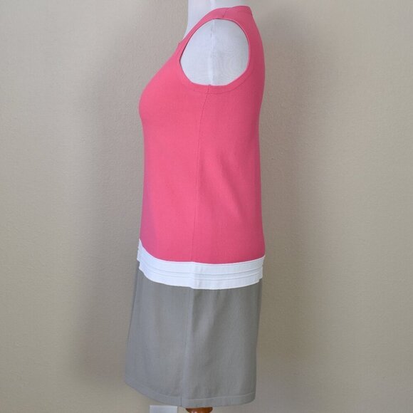 D. Exterior Color Block Stretch Knit Shift Dress - L - Picture 5 of 8
